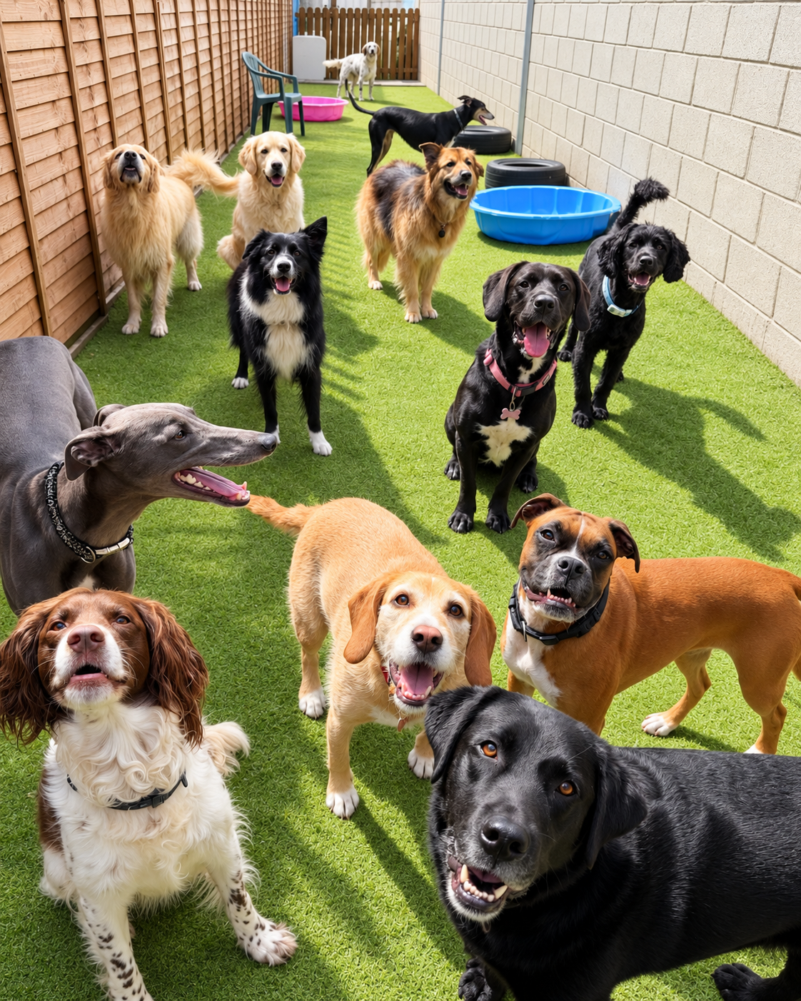 Dogs enjoying outdoor time at Creedons doggie daycare